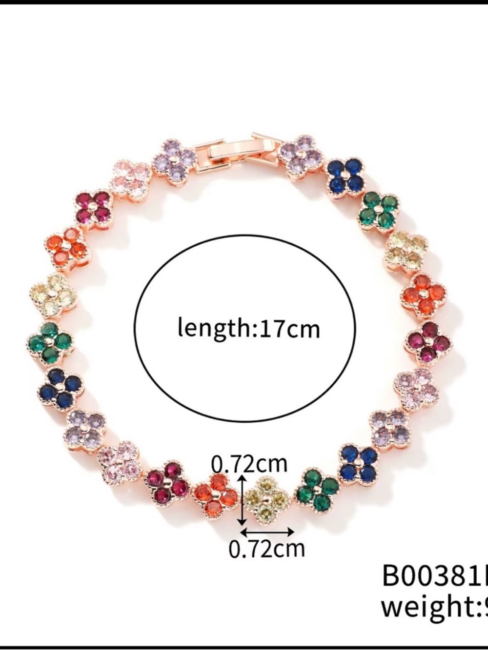 Multicolor Flower CZ Bracelet - Women Jewelry